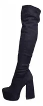 Comprar Botas Bucaneras Taco Alto Mujer Elastizadas Negro Gamuza
