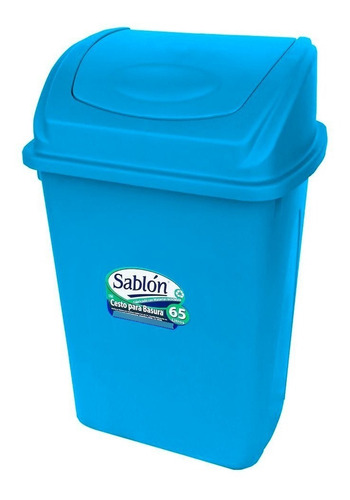 Bote De Basura 65l Tapa Balancín Frontal Color Azul