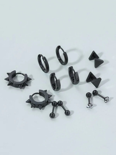Pack 6 Pares Aretes Hombre Con Piercing, Arracadas Hombre