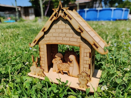 2 Pesebres Nacimiento Navidad Niño Jesús Mdf Para Armar 