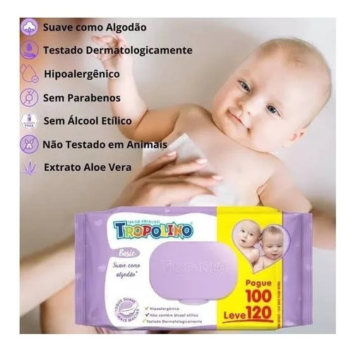 Kit 2 Toalhas Umedecidas Tropolino 120 Unidades - Hygieline