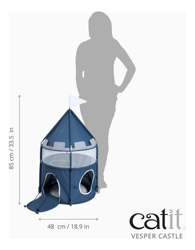 Cat Tower Catit Vesper Castle, Plegable De 2 Niveles, Azul