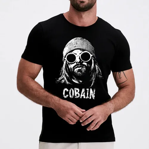 Camiseta Tradicional Estampa Kurt Nirvana Camisa Banda Rock