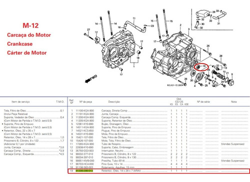 Imagem 5 de 5 de Retentor Do Pedal De Câmbio Xlr 125 Todos Os Anos Honda