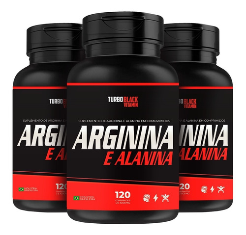03 L- Arginina + Alanina Treino Fitness 360 Comprimidos 