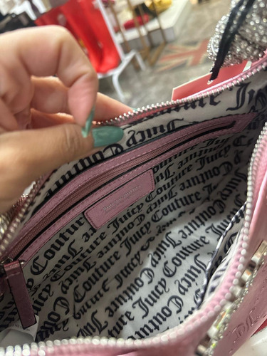 Bolsa Juice Couture Pink Metal Rosa Pink Logo Juicy Ouro Prateado