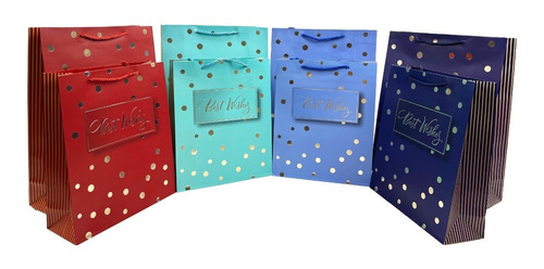 Pack 12 Bolsas De Regalo Sorpresa Diseño Best Wishes M 26x32