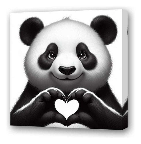 Cuadro 60x60cm Oso Panda Corazon Enamorado Amor Love