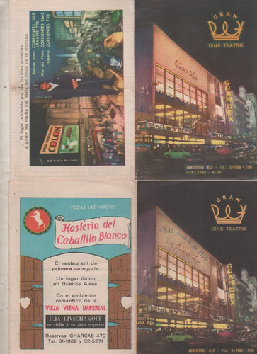 Lote 2 Antiguos Programa Cine - Gran Rex - Año 1966 (Usado)