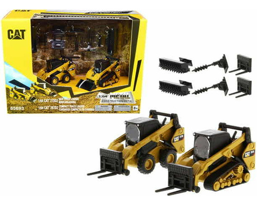 Cat Minicargadora Y Cargador De Cadenas 85693 1:64 272d2 297 Color Amarillo