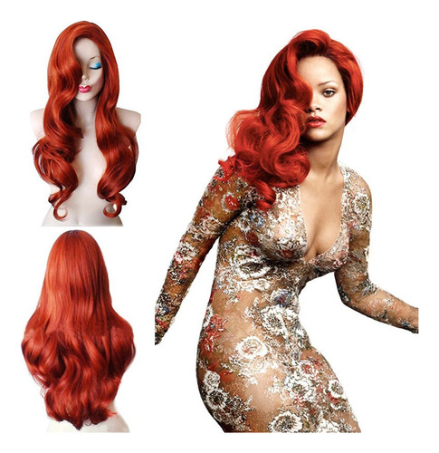 Peruca Jessica Rabbit Cosplay Cobre Vermelha L