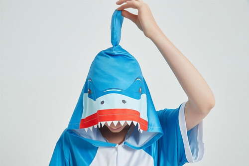 Imagen 9 de 9 de Tiburon Pijama Kigurumi Enterito De Verano Kawaii
