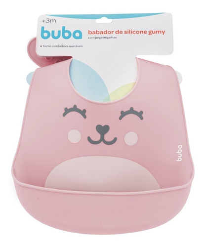 Babador Em Silicone Com Pega-migalhas Rosa Gumy Buba