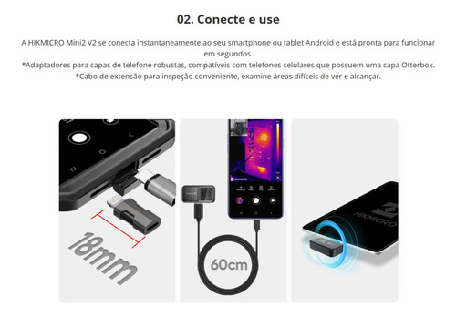 Camera Termica Plug & Play Ios E Android Mini2 V2 Hikmicro