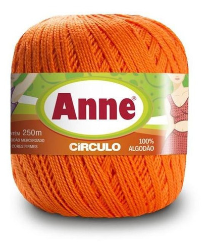 Linha Anne 250 Metros Circulo Para Crochê, Tricô E Amigurumi Cor Laranja - 4456