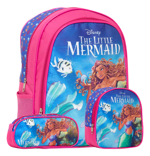 Kit De Mochila Escolar Toys 2u Lancheira, Resistente,black Friday,aula Com Design Pequena Sereia - Rosa