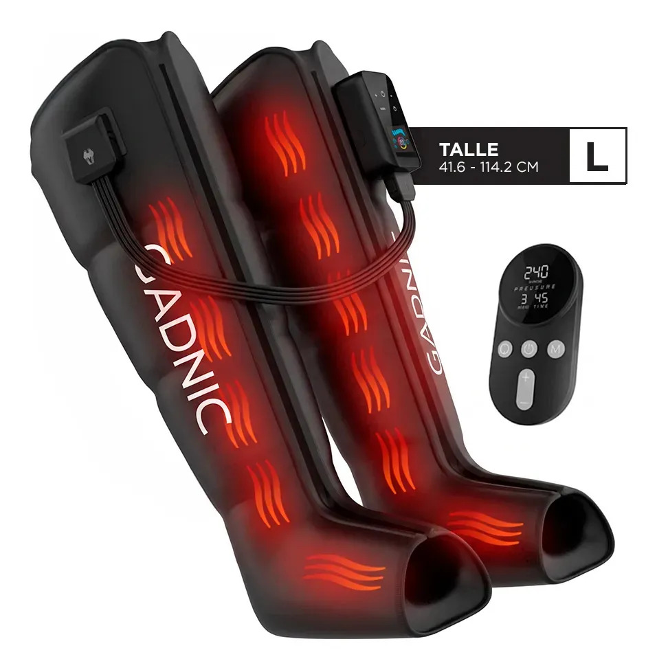 Botas Presoterapia Gadnic Recuperación Muscular 5 Modos Masaje Presión 30 a 240 mmHg Batería 3200 mAh Talle L
