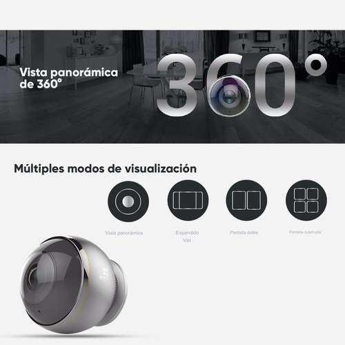Ezviz Cámara C6P-PLUS-128 IP C6p de 3 Mp Ezviz Metálica con Almacenamiento 128 Gb Micro SD Wireless Inalámbrica Vista Panorámica de 360° Pantalla Cuádruple C6P y Audio Bidireccional