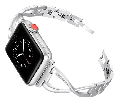 Pulsera De Metal Con Diamantes Para Apple Watch