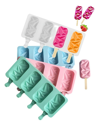 Pack X4 Molde Para Helados Paletas Molde Helado Silicona 108