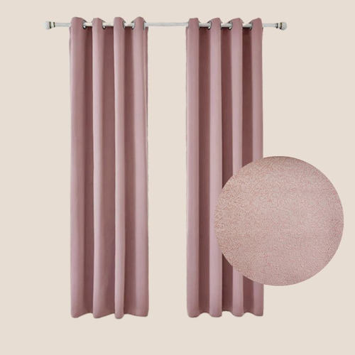 Cortina Con Aros En 2 Paños- 3mts Ancho X 2.30 Alto. - Rosa