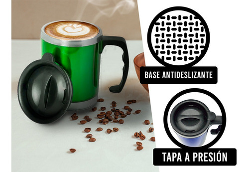 Imagen 6 de 10 de Vaso Termico Jarro Taza Con Manija 450ml Acero Inoxidable