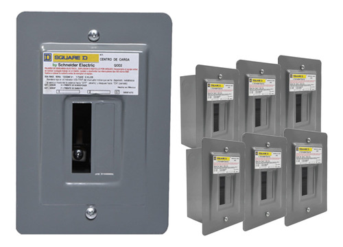 Centro De Carga 2 Polos Para Empotrar 120/240 Volts 6 Piezas