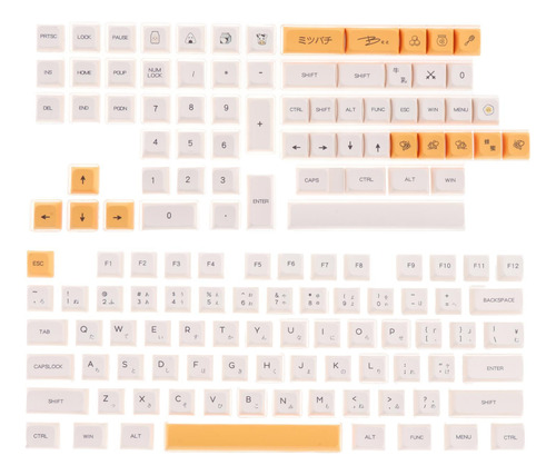 Kit De Teclas Pbt De 140 Teclas Branco Amarelo Perfil Xda