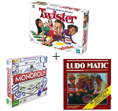 Combo Juego De Mesa Twister + Monopoly Popular + Ludo Matic