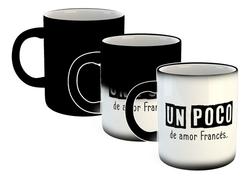 Taza Magica Frase Un Poco De Amor Frances Negro Love