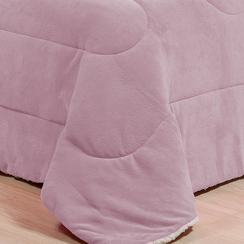 Edredom Cobertor Solteiro Infantil Sherpa Dupla Face Fleece Rosa Velho Liso Felpudo Com Sherpa Dupla Face