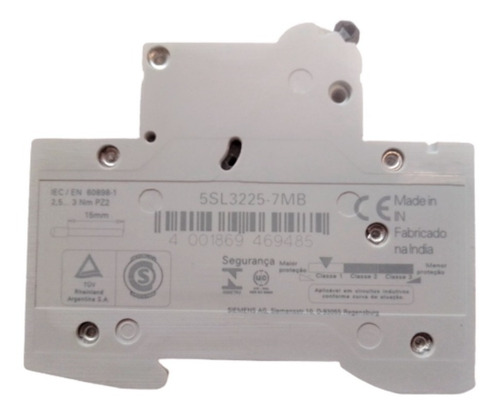 Imagen 2 de 5 de Llave Térmica 2x25 A Bipolar 25 Amp Siemens 4.5ka