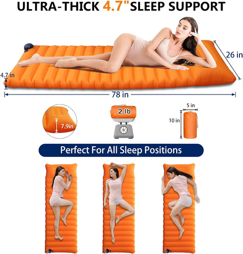 Colchoneta De Dormir Camping, Colchón Inflable Ultrali...