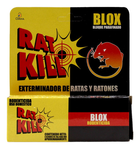 Rat Kill Blox Rodenticida Uso Domestico 3 Bloques Adhesivos