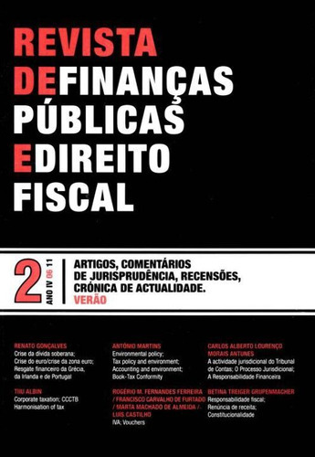 Rev. De Fin. P. E Dto. Fiscal - A.iv-n.2 - 01ed/11, De Ideff., Vol. Direito Financeiro. Editora Almedina, Capa Mole Em Português, 20