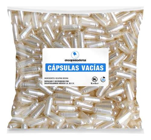 Capsulas Vacias No. 0 Millar, Blanco Metalico