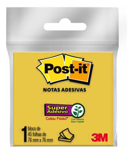 Bloco Notas Super Adesivas Post-it Amarelo 76x76mm 45 Fls