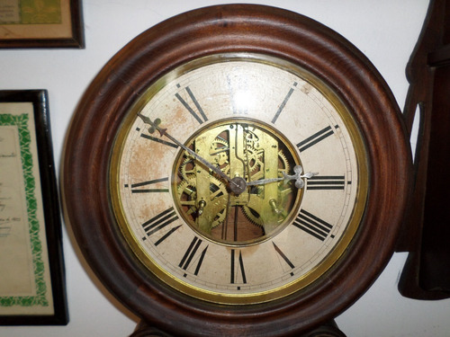 Antiguo Reloj Pared Ansonia Norteamericano Skeleton No Envío