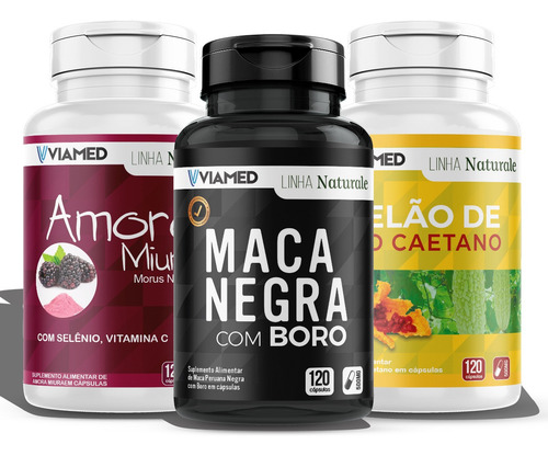 Kit Maca Negra Com Boro + Melão De São Caetano + Amora Miura Sem Sabor