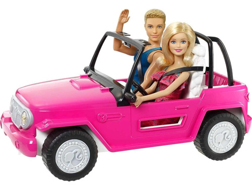 Coche Playero Cruiser Barbie Y Ken 2 Asientos Rosa