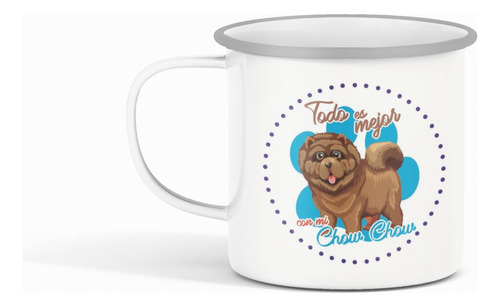 Taza Enlozada Chow Chow - Elegancia Oriental.