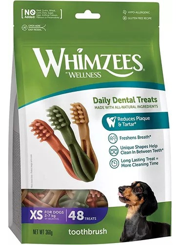 Whimzees Premios Figura Cepillo Para Perro De 2-7 Kg 48 Pzas