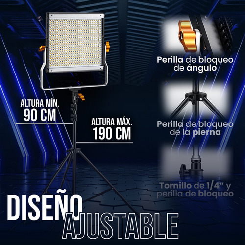 Panel De Luz Led Neewer 2x Bicolor 480 Luz Regulable Led Negro Bi-color Led