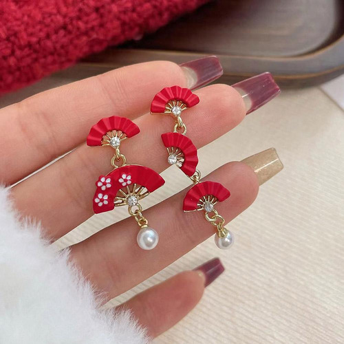 1 Par De Pendientes De Novia En Forma De Abanico De Estilo C