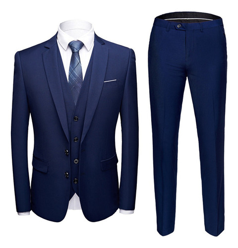 Terno Oxford Slim Masculino - Calça + Jaqueta + Colete