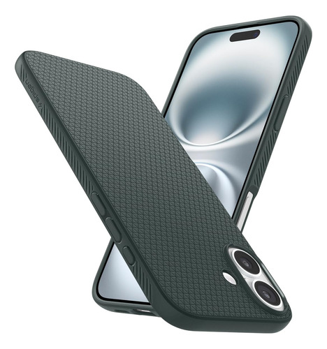 Funda Spigen Liquid Air Para iPhone 16, Color Verde Abismo