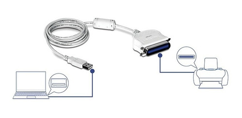 Imagen 2 de 2 de Cable Convertidor Usb A Paralelo Impresora 1284 1,5m