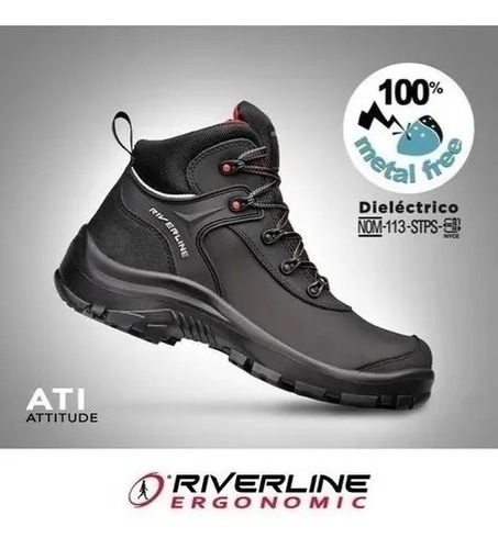 Calzado De Seguridad Industrial Riverline Ati Attitude Negro