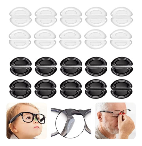 Kit 20 Pares Almohadillas Nasales Silicona Para Lentes