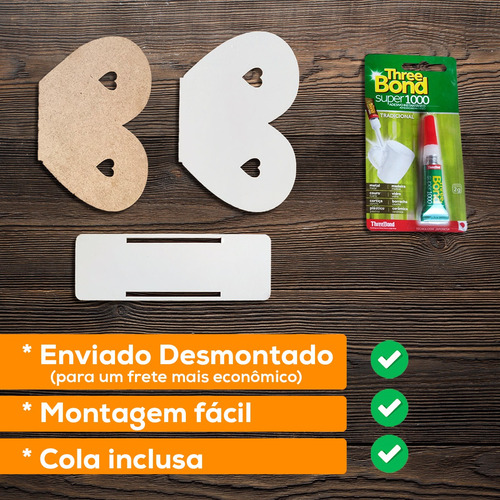 Porta Guardanapo Temático Kit 45 Un Mdf 12x8cm Coração